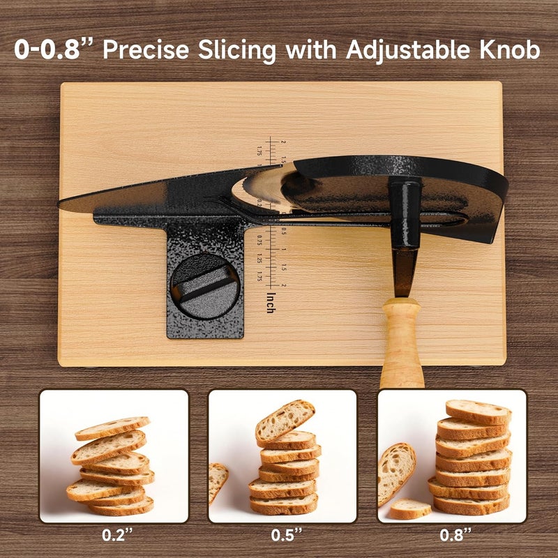 Voltironix Upgrade Manual Bread Slicer for Homemade Sourdough Bread, Adjustable Thickness with Stainless Steel Serrated Blade, Even Slicing Guide, Non-Slip Suction Cups – Ideal for Home Kitchens and Bakeries - Image 4
